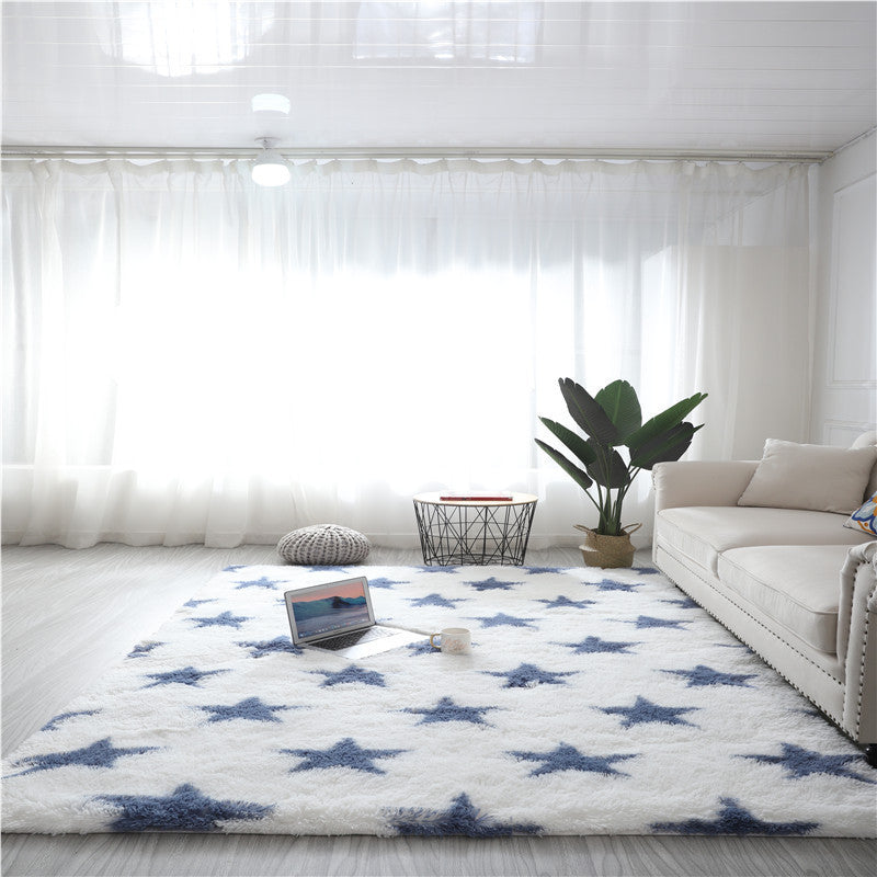 HKM-031635 Tie-Dye Gradient Color Printed Rectangle Silk Wool Carpet - 100% Polyester Fiber, Hand Washable