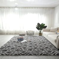 HKM-031635 Tie-Dye Gradient Color Printed Rectangle Silk Wool Carpet - 100% Polyester Fiber, Hand Washable
