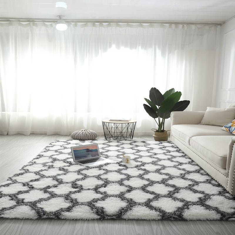 HKM-031635 Tie-Dye Gradient Color Printed Rectangle Silk Wool Carpet - 100% Polyester Fiber, Hand Washable