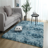 HKM-031635 Tie-Dye Gradient Color Printed Rectangle Silk Wool Carpet - 100% Polyester Fiber, Hand Washable