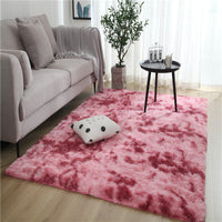 HKM-031635 Tie-Dye Gradient Color Printed Rectangle Silk Wool Carpet - 100% Polyester Fiber, Hand Washable