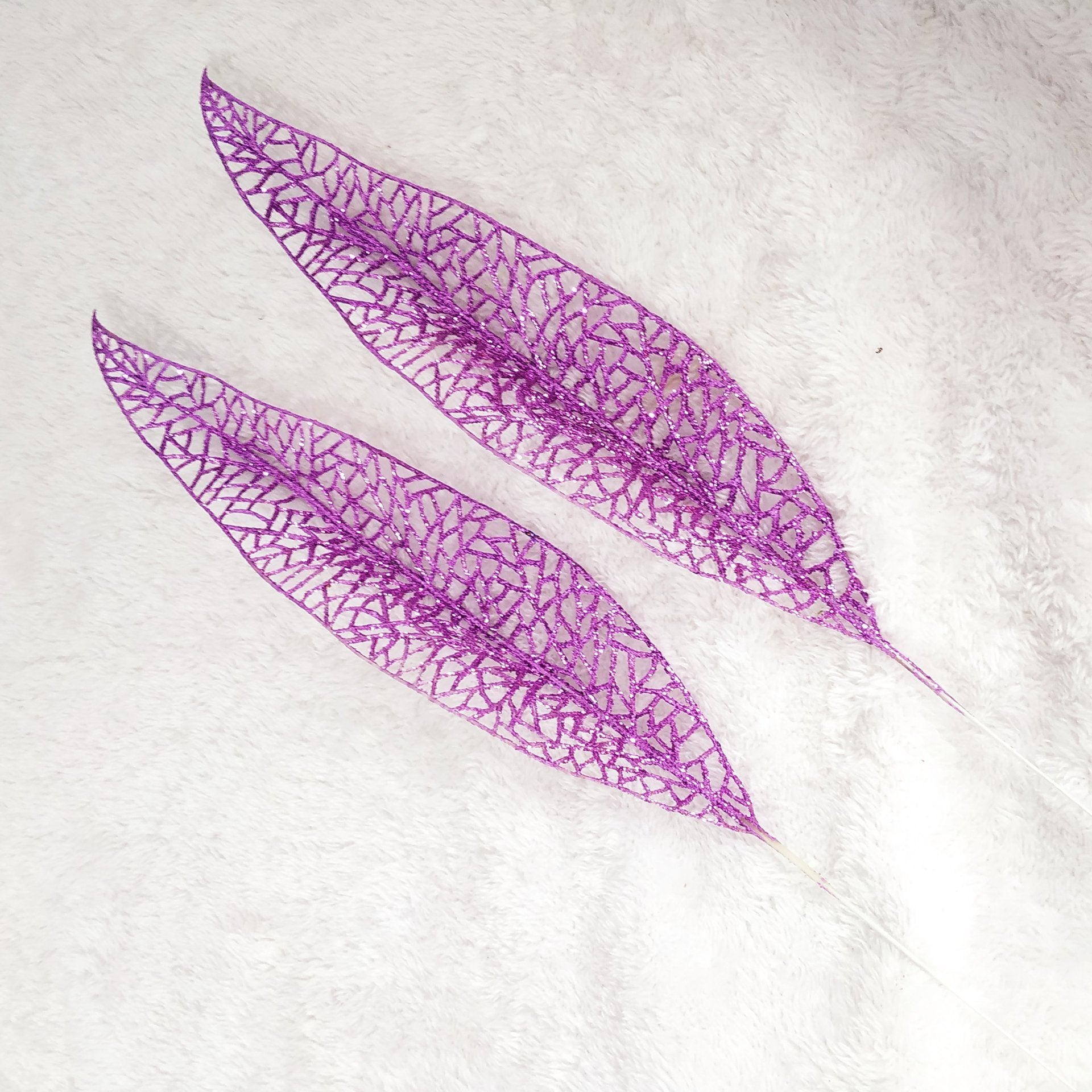 HKM-031699 Gold Powder Leaf Pendant - 45 cm Plastic Flower Design in Multiple Colors (Gold, Silver, Pink, Red, Purple)
