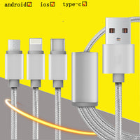 HKM-031955 3-in-1 USB Mobile Phone Charging Cable - 1.2m Length, Black