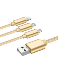 HKM-031955 3-in-1 USB Mobile Phone Charging Cable - 1.2m Length, Black