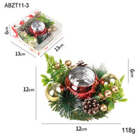 HKM-032019 Christmas Candlestick Wreath with Red Berries, Pinecones, and Fake Leaves for Home Decor