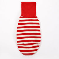 HKM-032019 High Collar Striped Cotton Stretch Dog Clothes in Red and Black for Small to 3XL Pets