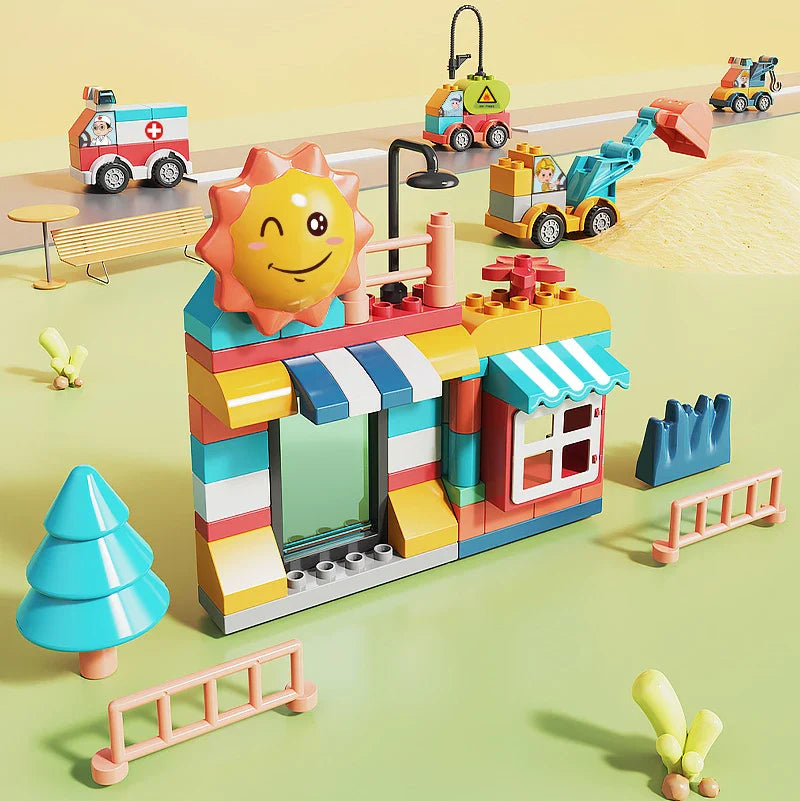 HKM-032147 DIY Assembly 135-Piece Building Block Set for Kids - Modern City Car Toy