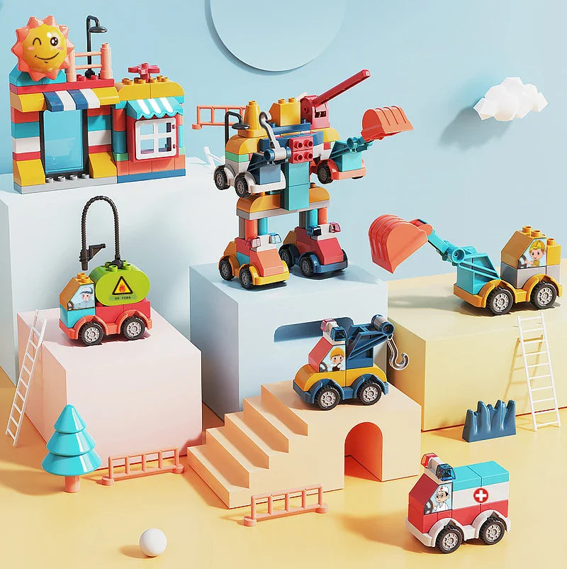 HKM-032147 DIY Assembly 135-Piece Building Block Set for Kids - Modern City Car Toy