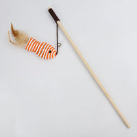 HKM-032211 Feather and Bell Tease Cat Pole Toy with 40cm Wood Pole and 75cm Leather Band