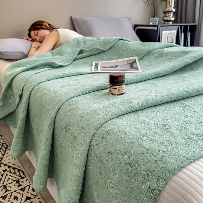 HKM-032403 Cotton Gauze Blanket with European Geometric Design for Summer Comfort