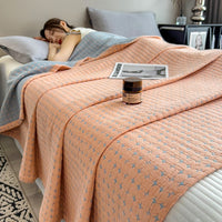 HKM-032403 Cotton Gauze Blanket with European Geometric Design for Summer Comfort