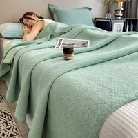 HKM-032403 Cotton Gauze Blanket with European Geometric Design for Summer Comfort