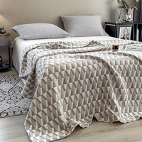 HKM-032403 Cotton Gauze Blanket with European Geometric Design for Summer Comfort