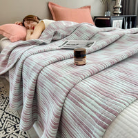 HKM-032403 Cotton Gauze Blanket with European Geometric Design for Summer Comfort