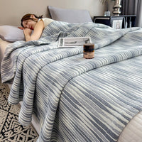HKM-032403 Cotton Gauze Blanket with European Geometric Design for Summer Comfort