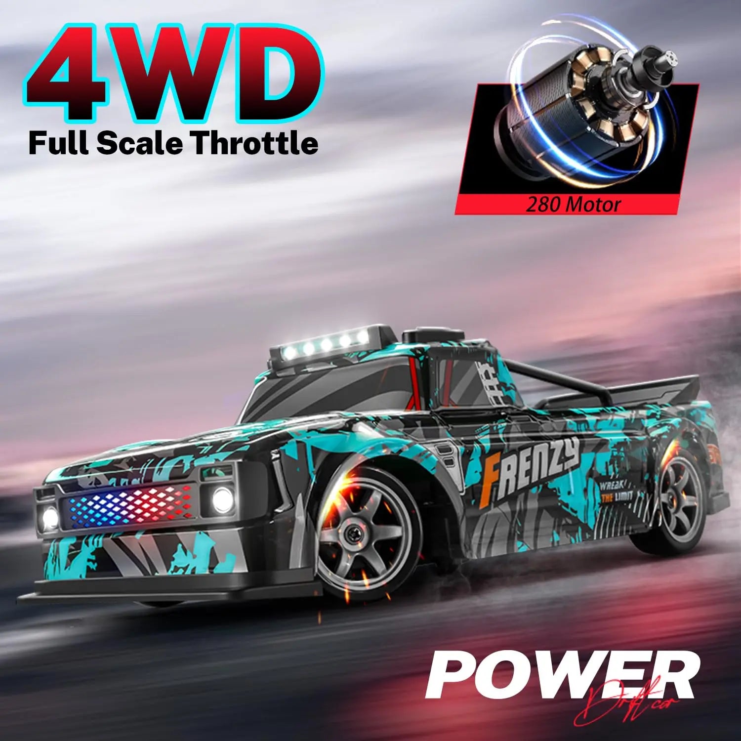 HKM-032531 1:16 Scale Remote Control Drift Car - Electric 4x4 RC Racing Car for Kids and Beginners