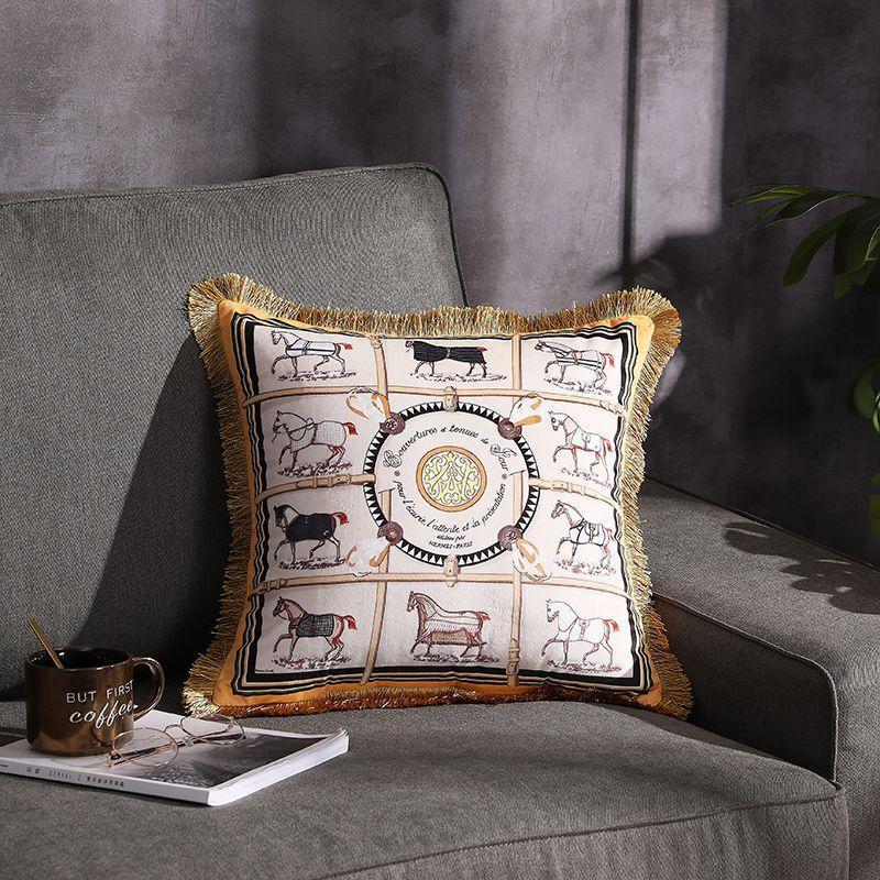 HKM-032531 Double-Sided Printed Fringe Pillow Cushion 45x45cm in Various Colors and Patterns