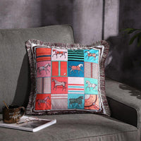 HKM-032531 Double-Sided Printed Fringe Pillow Cushion 45x45cm in Various Colors and Patterns