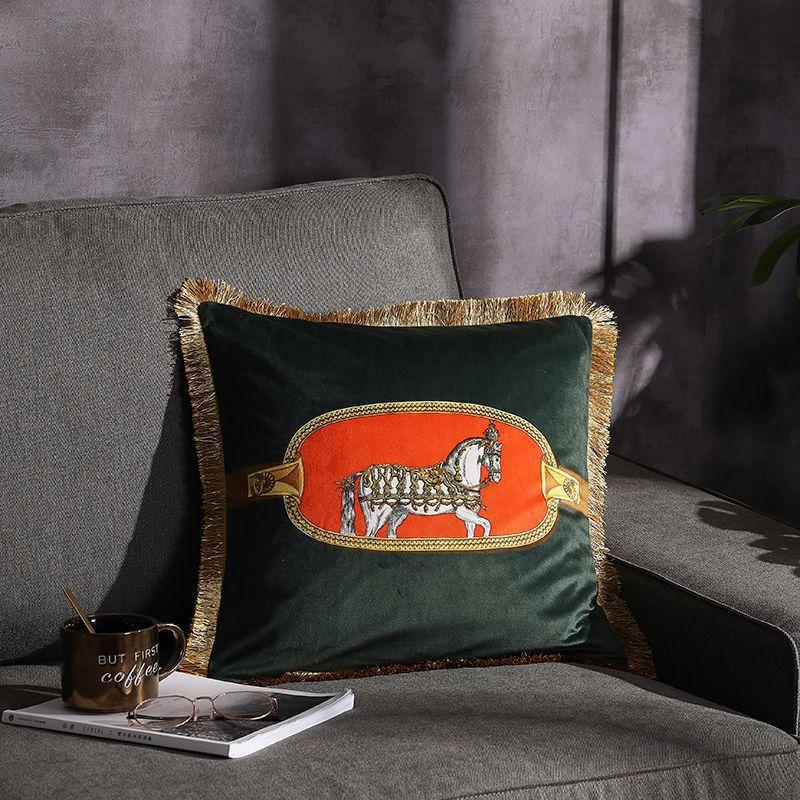 HKM-032531 Double-Sided Printed Fringe Pillow Cushion 45x45cm in Various Colors and Patterns