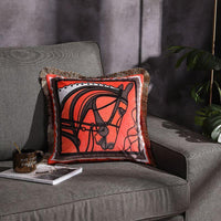 HKM-032531 Double-Sided Printed Fringe Pillow Cushion 45x45cm in Various Colors and Patterns