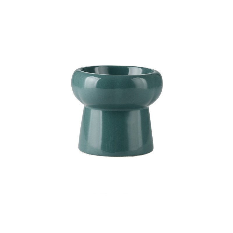 HKM-032595 High-Standing Ceramic Cat Bowl with Cervical Spine Protection - Available in Multiple Colors
