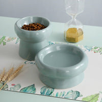HKM-032595 High-Standing Ceramic Cat Bowl with Cervical Spine Protection - Available in Multiple Colors