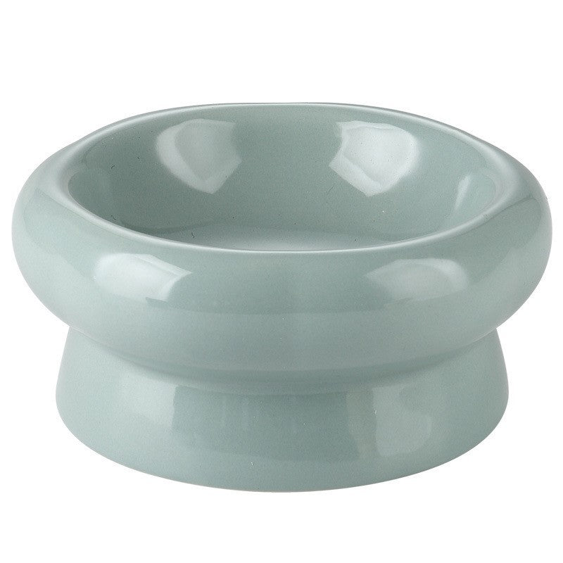 HKM-032595 High-Standing Ceramic Cat Bowl with Cervical Spine Protection - Available in Multiple Colors