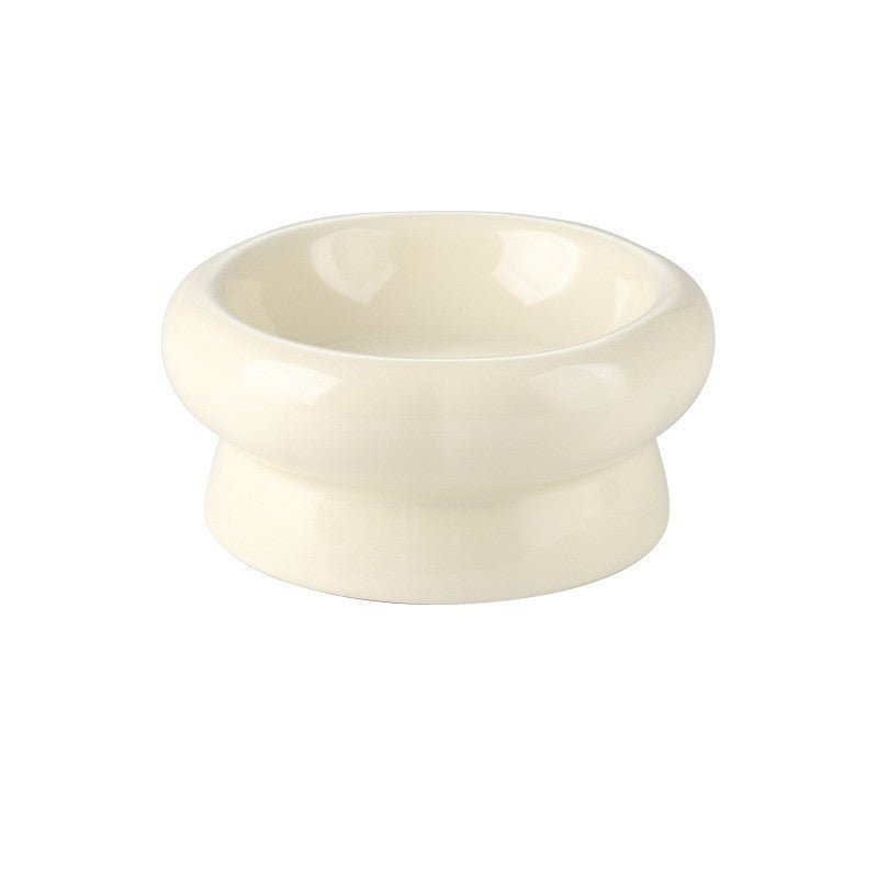 HKM-032595 High-Standing Ceramic Cat Bowl with Cervical Spine Protection - Available in Multiple Colors
