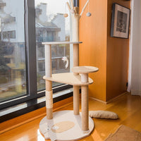 HKM-032723 Large Wooden Integrated Cat Climbing Frame with Shelf