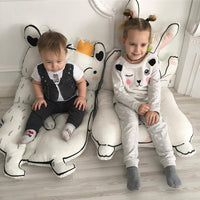 HKM-032787 Children's Play Mat - Rabbit and Raccoon Design, 120x65 cm Fabric Toy for Infants (0-3 Years)