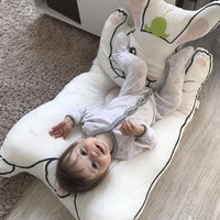 HKM-032787 Children's Play Mat - Rabbit and Raccoon Design, 120x65 cm Fabric Toy for Infants (0-3 Years)