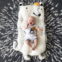 HKM-032787 Children's Play Mat - Rabbit and Raccoon Design, 120x65 cm Fabric Toy for Infants (0-3 Years)