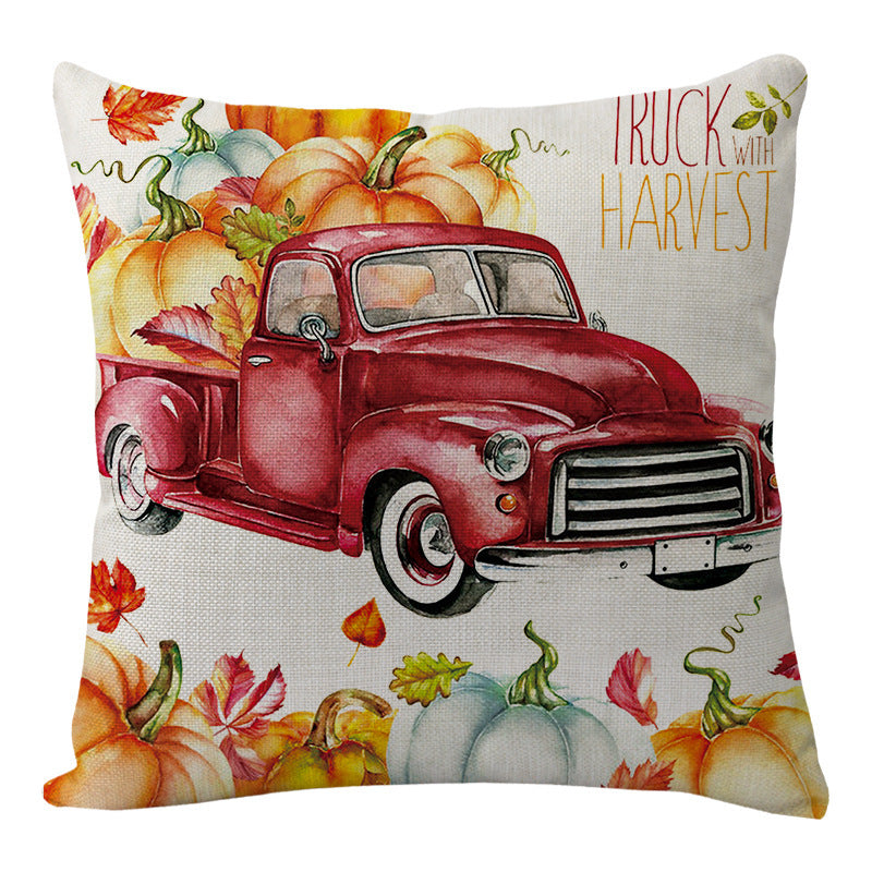 HKM-033107 Sunflower Design Linen Cushion Cover - 45x45cm, Soft PP Cotton Filling