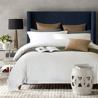 HKM-033491 Cotton Satin Four-Piece Bedding Set for 1.8m (6 feet) Beds, 100% Pure Cotton, Dark/Edge Duvet Covers and Pillowcases