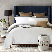 HKM-033491 Cotton Satin Four-Piece Bedding Set for 1.8m (6 feet) Beds, 100% Pure Cotton, Dark/Edge Duvet Covers and Pillowcases