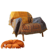 HKM-033555 Geometric Pattern Sofa Cover in Blue, Yellow, and Red – Multiple Sizes Available