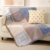 HKM-033555 Geometric Pattern Sofa Cover in Blue, Yellow, and Red – Multiple Sizes Available