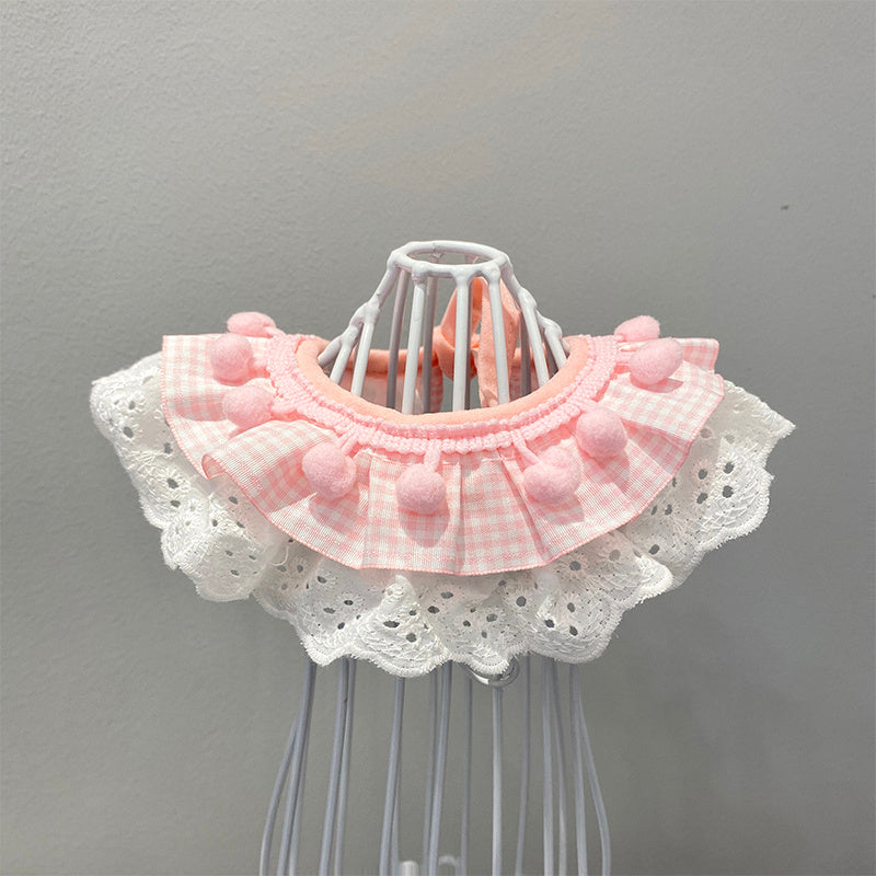 HKM-033555 Triangular Pet Scarf for Cats and Dogs - Soft Fabric Accessory in Pink and Blue, Size XS to XL