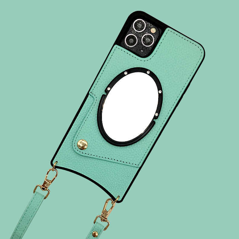 HKM-033811 Diagonal Lanyard Phone Case for iPhone and Huawei Models - Fashionable TPU Holster with Card Holder