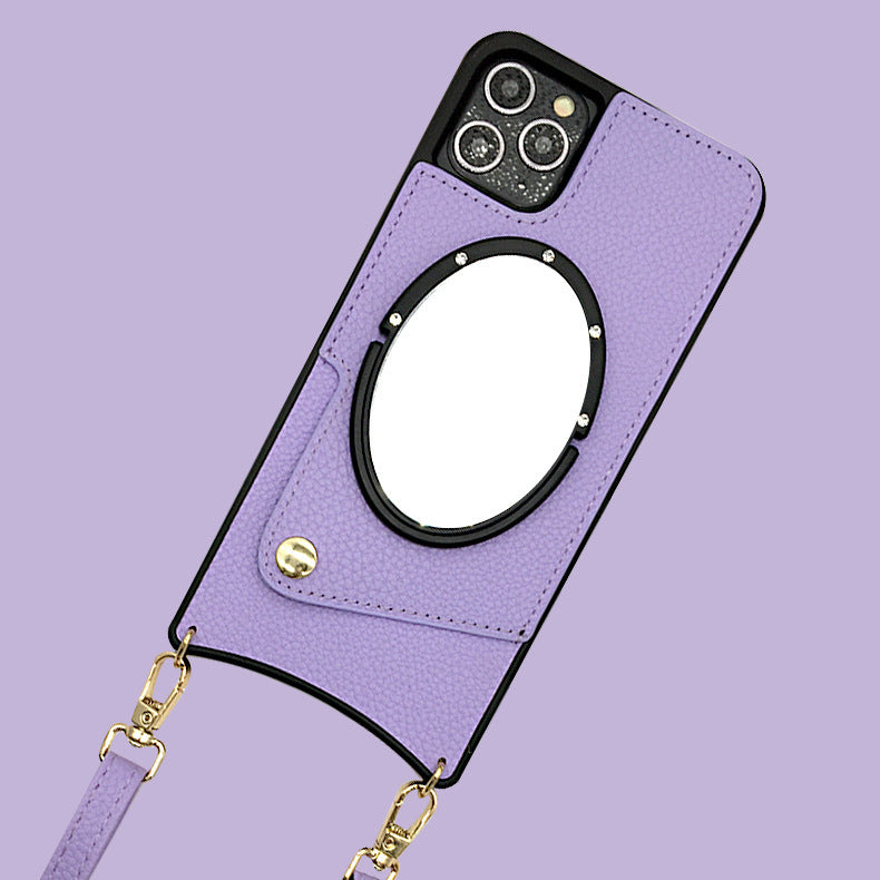 HKM-033811 Diagonal Lanyard Phone Case for iPhone and Huawei Models - Fashionable TPU Holster with Card Holder