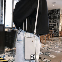 HKM-033811 Diagonal Lanyard Phone Case for iPhone and Huawei Models - Fashionable TPU Holster with Card Holder