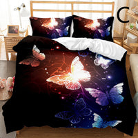 HKM-033875 Butterfly Series 3-Piece Modern Bedding Quilt Cover Set with 3D Digital Printing
