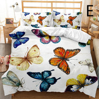 HKM-033875 Butterfly Series 3-Piece Modern Bedding Quilt Cover Set with 3D Digital Printing