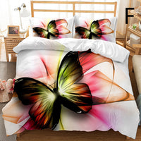 HKM-033875 Butterfly Series 3-Piece Modern Bedding Quilt Cover Set with 3D Digital Printing
