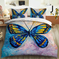 HKM-033875 Butterfly Series 3-Piece Modern Bedding Quilt Cover Set with 3D Digital Printing