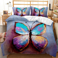HKM-033875 Butterfly Series 3-Piece Modern Bedding Quilt Cover Set with 3D Digital Printing