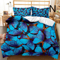 HKM-033875 Butterfly Series 3-Piece Modern Bedding Quilt Cover Set with 3D Digital Printing