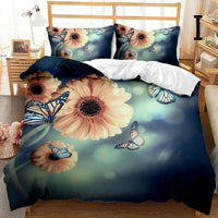 HKM-033875 Butterfly Series 3-Piece Modern Bedding Quilt Cover Set with 3D Digital Printing