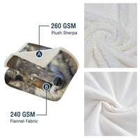 HKM-033875 Sherpa Fleece Blanket with Native American Wolf Design - Plush Throw for Bed, Couch, and Nursery (50x60 Inch & 60x80 Inch)