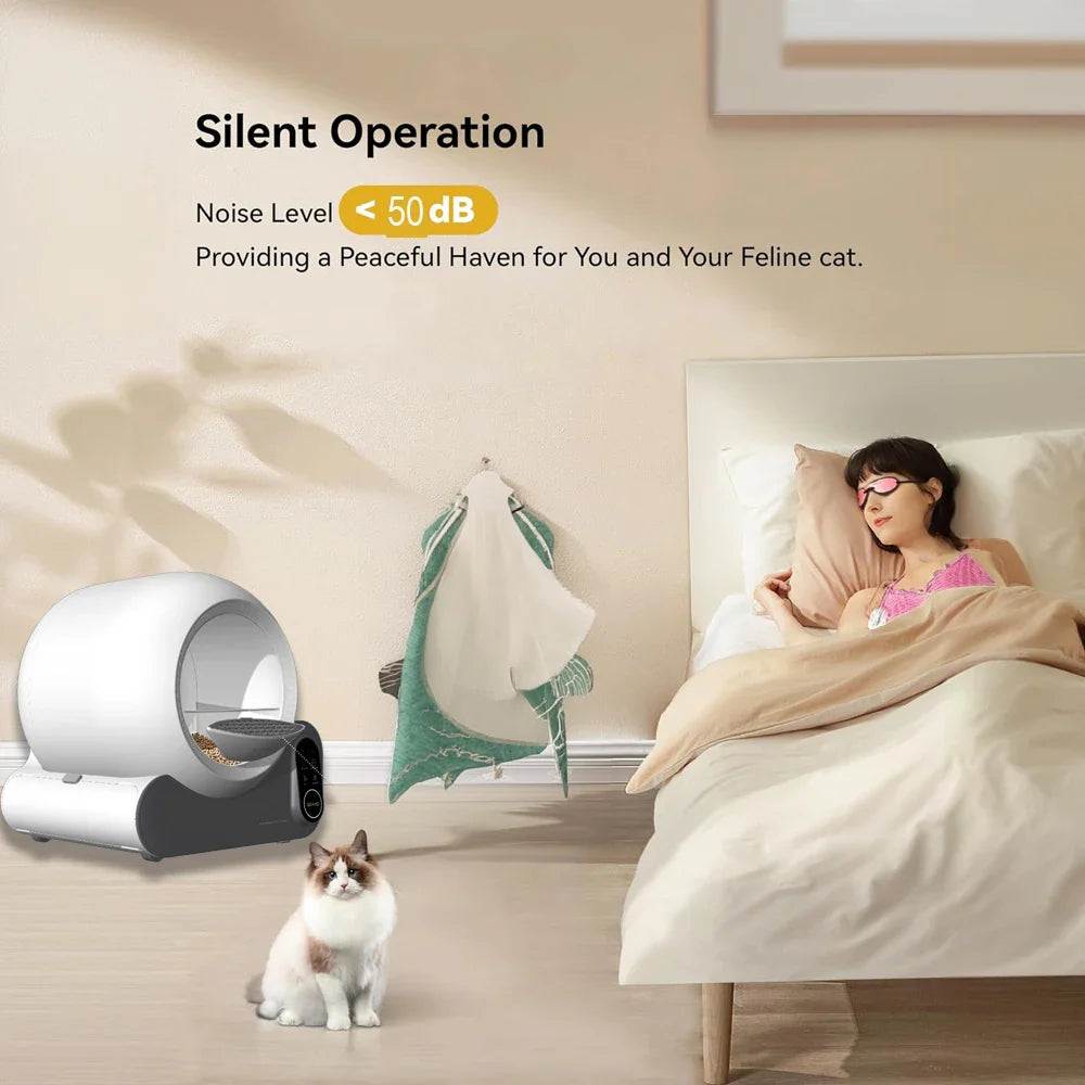 KTX-034003 Extra Large Smart Self-Cleaning Cat Litter Box with APP Control, 10kg Capacity, Easy Clean Plastic Material